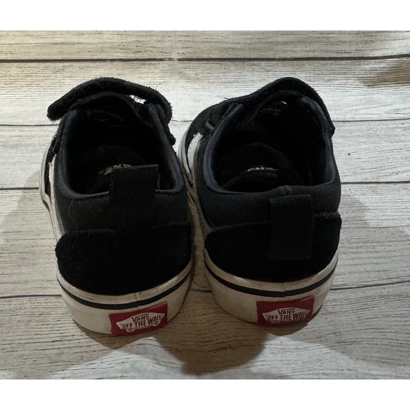 Vans Ward V Toddler Shoes Black White Suede Canvas Strap Skate Sz 7 - Picture 6 of 9